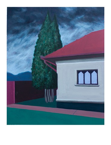 House with thuja, magenta