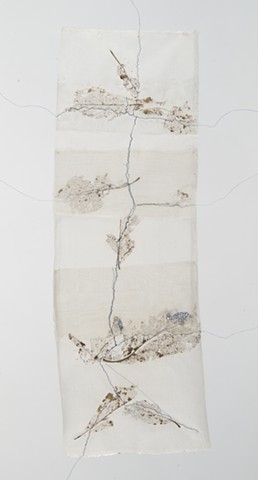 stitched skeletal leaves on silk 