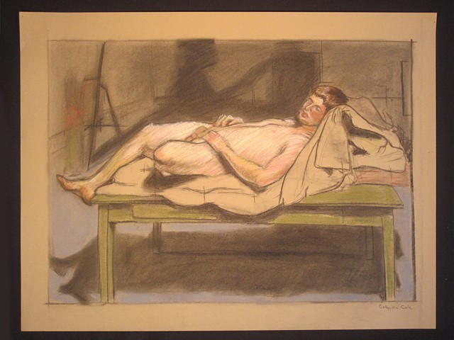 Joshua Lying. 24 x 18". Charcoal and Pastel. March 2010. 
