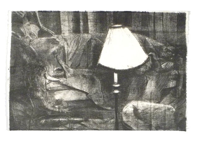 Brendan Sleeps before Life, Light, and Death. 22.25x15". Lithograph. 2011.