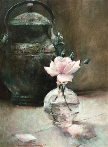 Rose with Copper Pot