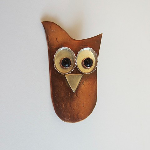 Owl with Black Eyes pin