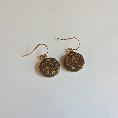 bronze and copper metal clay earrings