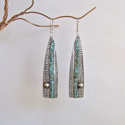 PMC earrings with stone inlay