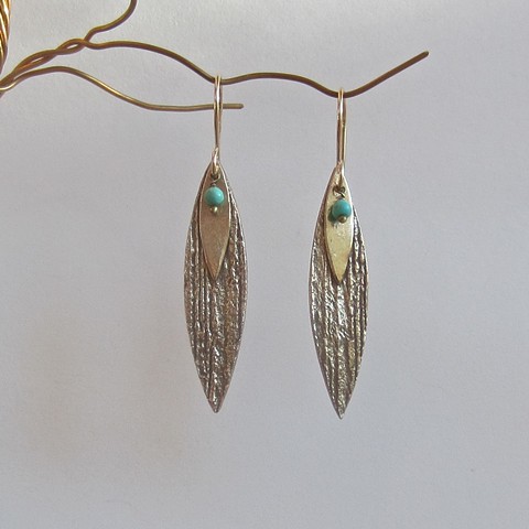Golden Petals with Turquoise earrings