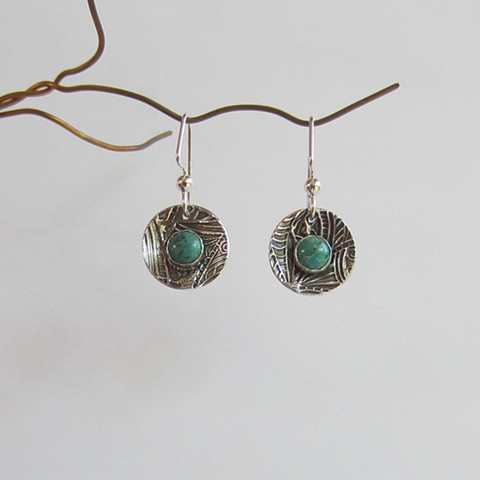 Round Silver earrings with Turquoise