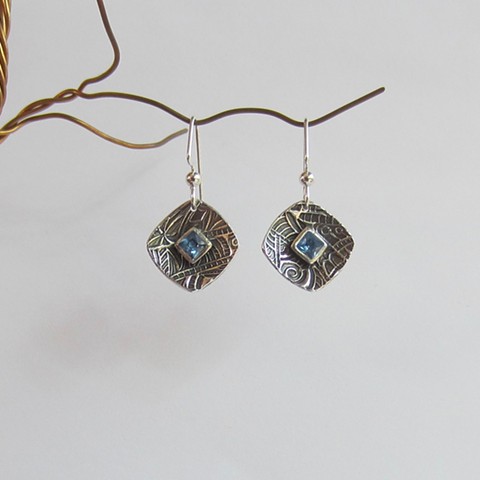 Square Silver earrings with Topaz CZ