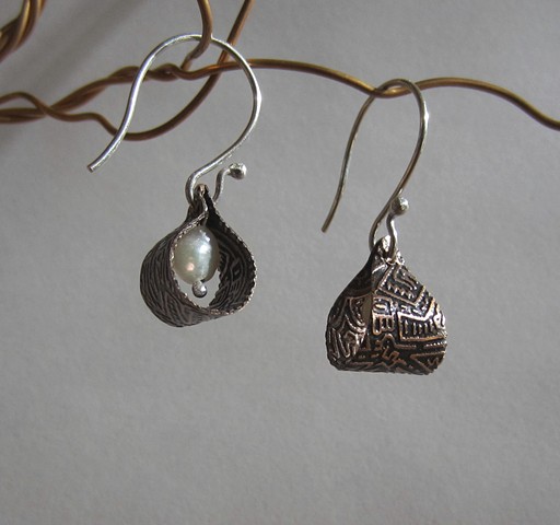Etched Loops with Pearl earrings