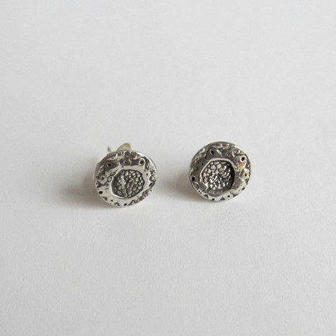 Silver Urchin Flower post earrings
