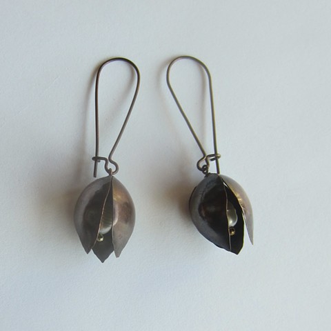 Copper Pod with Pearl earrings