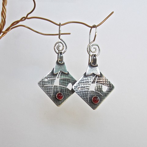 Pierced Silver Square earrings