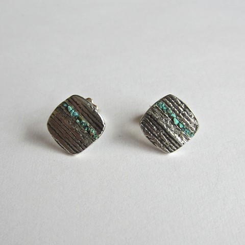 Large Turquoise Inlay stud earrings