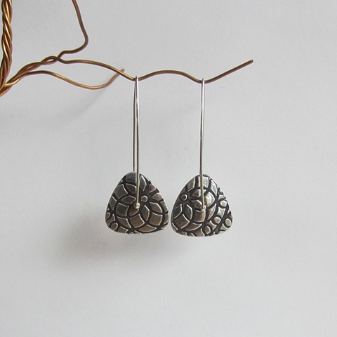 Silver Triangle Spinner earrings