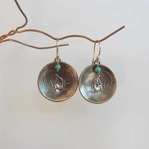 bronze metal clay earrings, inspired by Matisse Cutouts