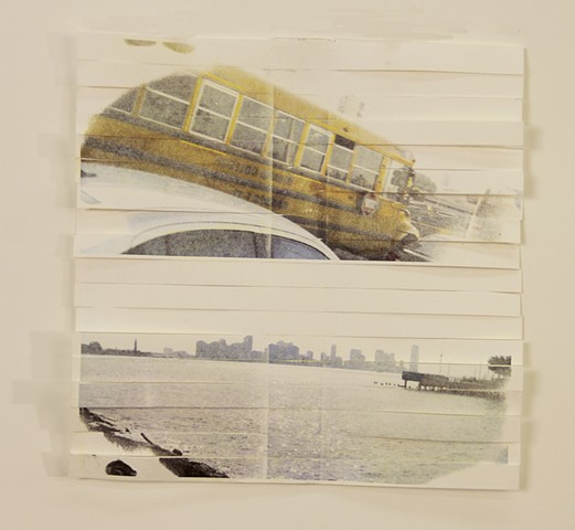 an acetone transfer, printmaking, that combines two photos in order to examine fleeting moments in transit by Aubrey D'Agnolo