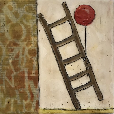 SOLD: Leaning Ladder with Balloon