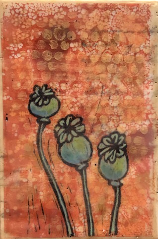 SOLD - Poppies on Red Field
