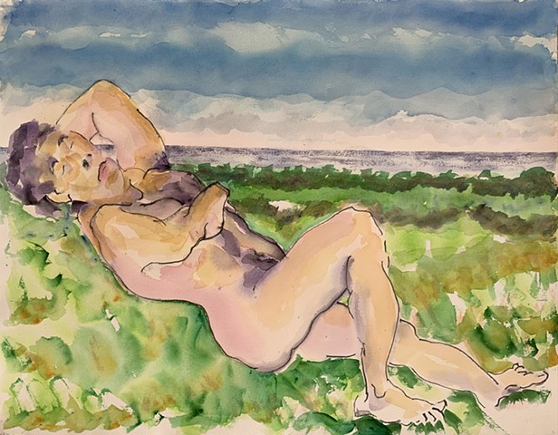 watercolor of male nude