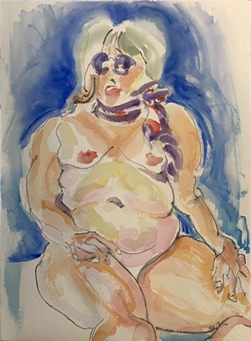 watercolor of nude, arthurlnichols.artist