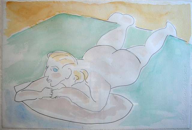 watercolor of nude with blue eyes