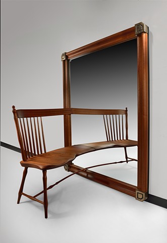 Mahogany and Bronze Mirror Chair