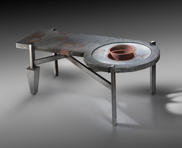 Concrete, Ceramic, Glass, and Steel, Coffee Table Industrial