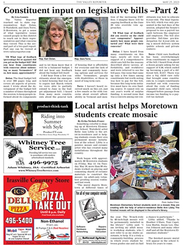 Valley Reporter article for Moretown Elementary Mosaic, May 25, 2023