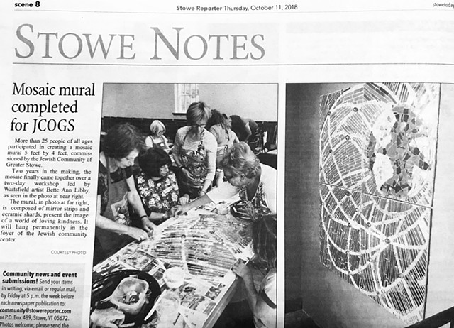 Stowe Reporter article on JCOGS Community Mosaic