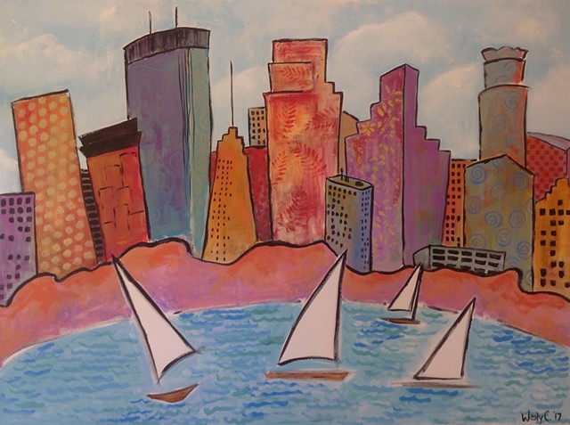 Original painting Minneapolis skyline
