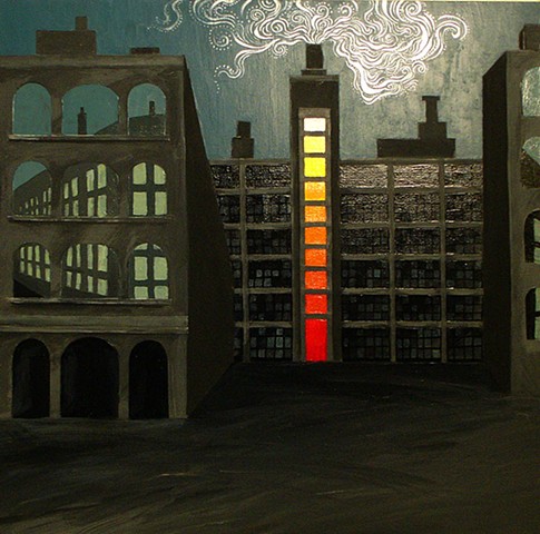 Philadelphia factory, cityscape painting by Donna Backues