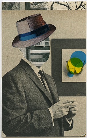 cut and paste collage on vintage postcard