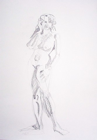 Standing nude figure, graphite