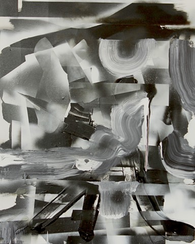 black and white painting, black and white spray painting, abstract paint with black and white by Kyle Miller artist