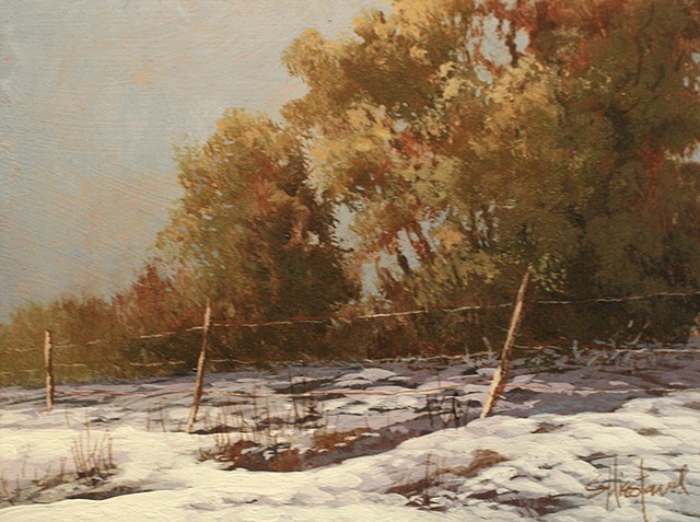 Fence Line Snow Colorado Acrylic Painting Scott Hiestand