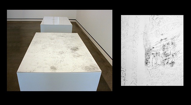 Installation View, Transfer Drawings on Pedestals