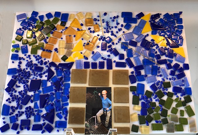 Ode to Gaudi and Barcelona  -  tac fused mosaic glass with space for photo 