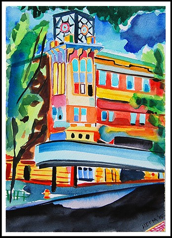 Another watercolor of the theater that I did not use for the program.