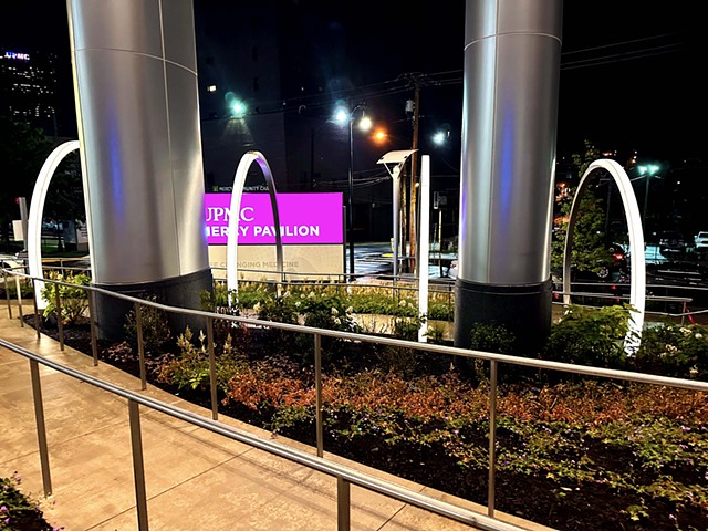 The Lunar Portal is a 10-foot-tall acrylic and stainless steel permanent public art installation created by interdisciplinary artist Shervone Neckles. This multi-part installation features a custom-built LED lighting system programmed to follow our 29 1/2