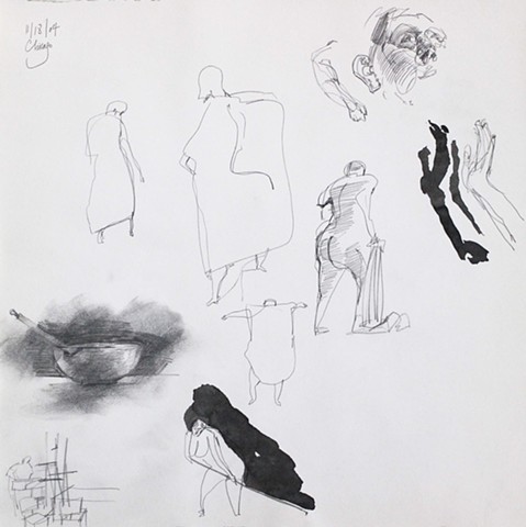 Page with nude and figure sketches