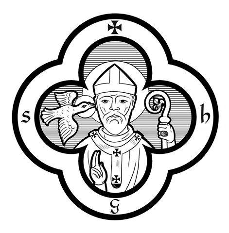 Large Black-and-white Logo for St. Gregory's Hall (Catholic cultural center in Chicago)