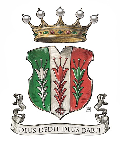 Coat of arms of the Italian noble family Zilia (also known as de Ziliis, Zilli, de Liliis), based on the arms found on their 16th-c. Palazzo Quetta in Trento