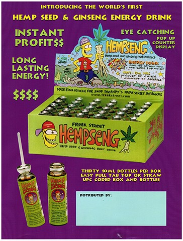 Hempseng Energy Drink by Shop Therapy, artwork by Joey Mars