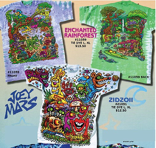 Hidden Rain Forest T shirt and  Zidzoii T-shirts by Joey Mars produced by Liquid Blue