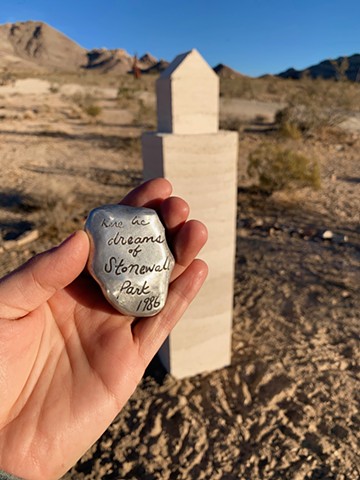 Memorial for Queer Rhyolite, a temporary monument to dreams in the dust.