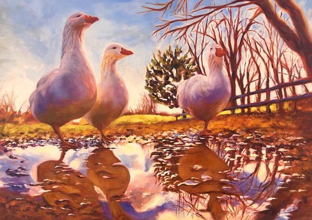 Erick Pontvianne Geese Oil painting fine art illustration 