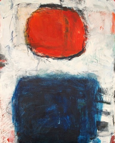 This abstract painting of the sun also rises is by Sarasota artist Lori Simon and is a contemporary art painting