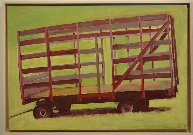 acrylic painting of hay wagon, NY state by Richard Kirk Mills