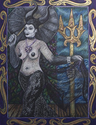 Gothic inspired Mermaid parading at Coney Island