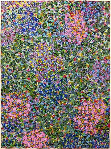 green, pink, blue, violet, flowery, pattern, decorative, abstract