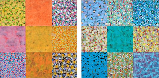 collage, pattern, yellow, orange, blue, wallpaper, 